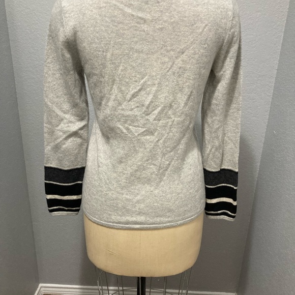 Lauren Hansen Grey 2-ply 💯% Cashmere Henley Sweater Med - Picture 3 of 5